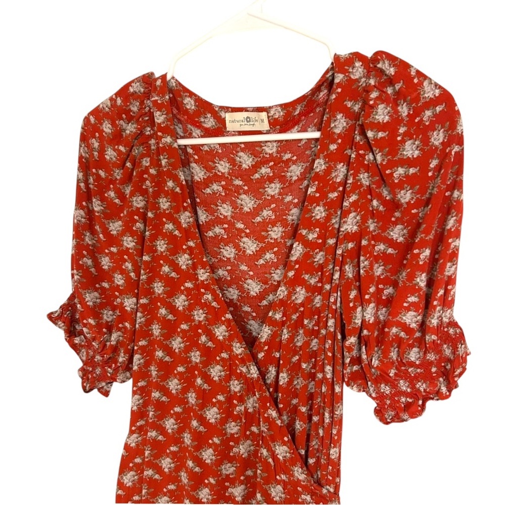 NATURAL LIFE Sophie Wrap Dress Maxi Red Floral Med - Picture 4 of 11
